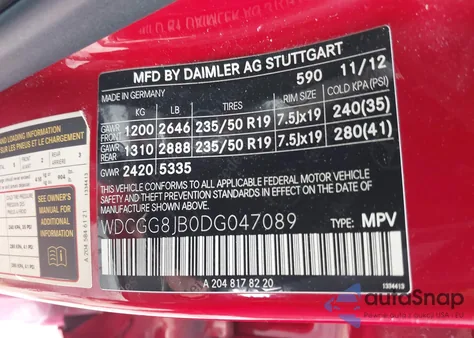 2013 Mercedes-Benz Glk 350 4Matic из США, поврежденный, VIN WDCGG8JB0DG047089